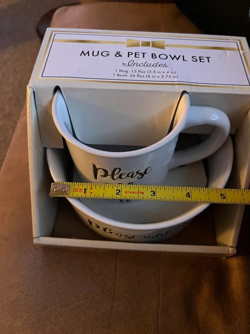 Gift set: Please Add Coffee mug Please add food dog bowl Ceramic Mug & Bowl Set